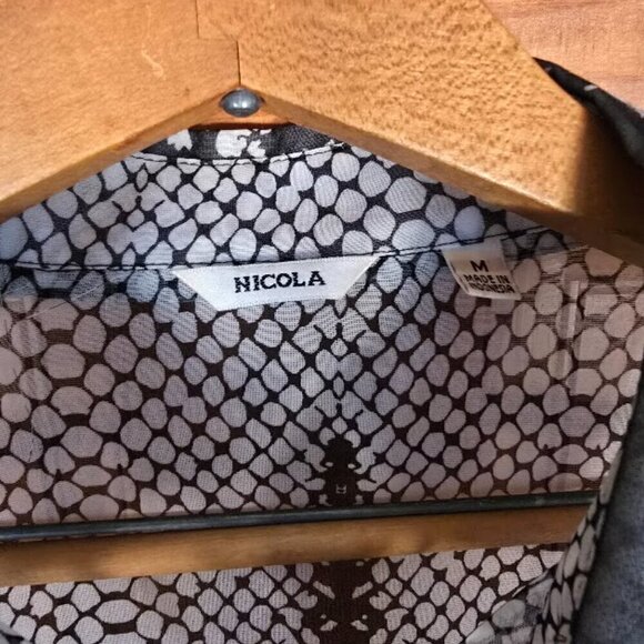 Like New Vintage Nicola Snakeskin print Sheer Button-Up Blouse Size Medium - Picture 4 of 7